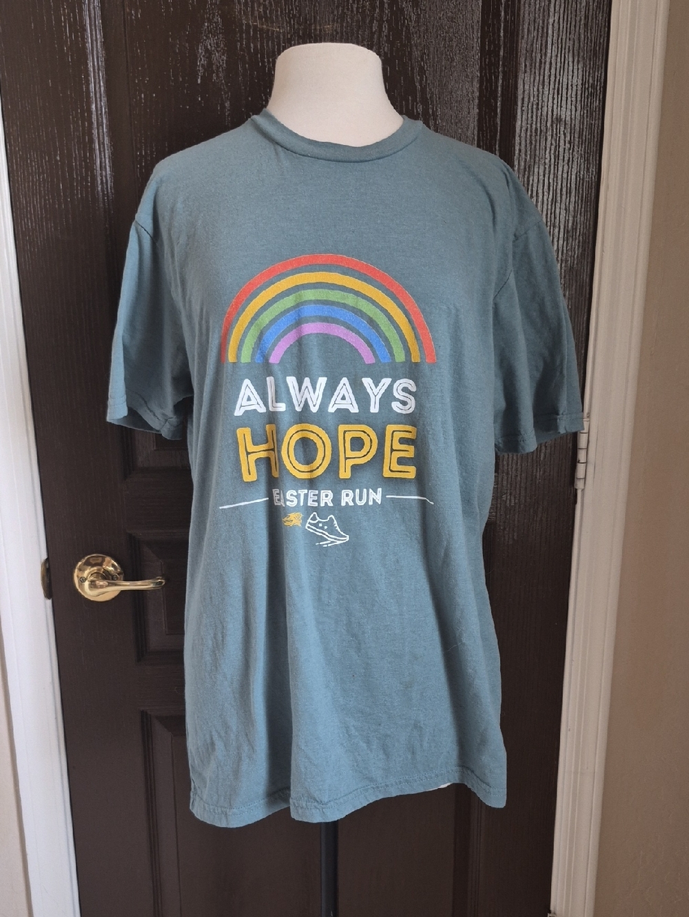 Always Hope Rainbow Graphic T-Shirt - Teal